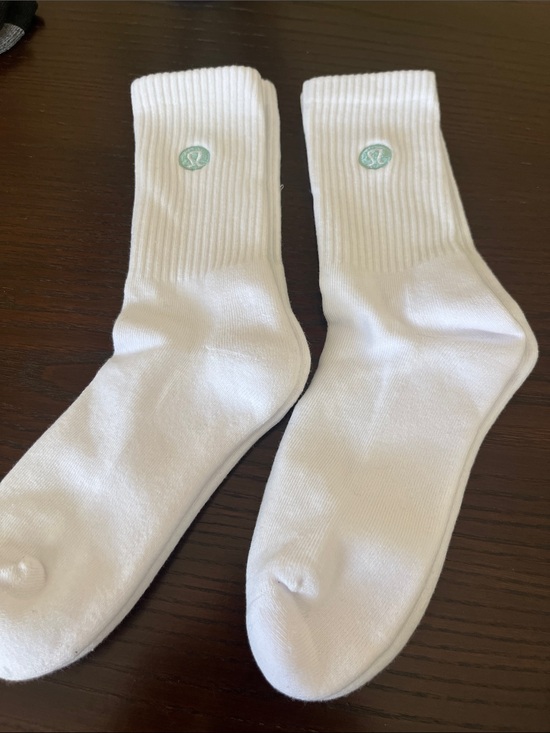 lululemon athletica Accessories - NWOT lululemon athletica White Crew Socks with Mint Logo Accent